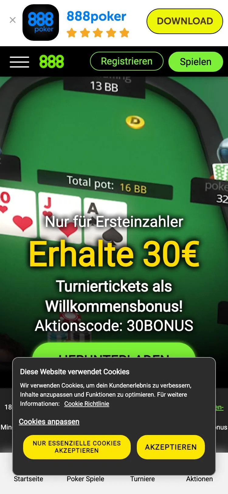 888poker home page on mobile