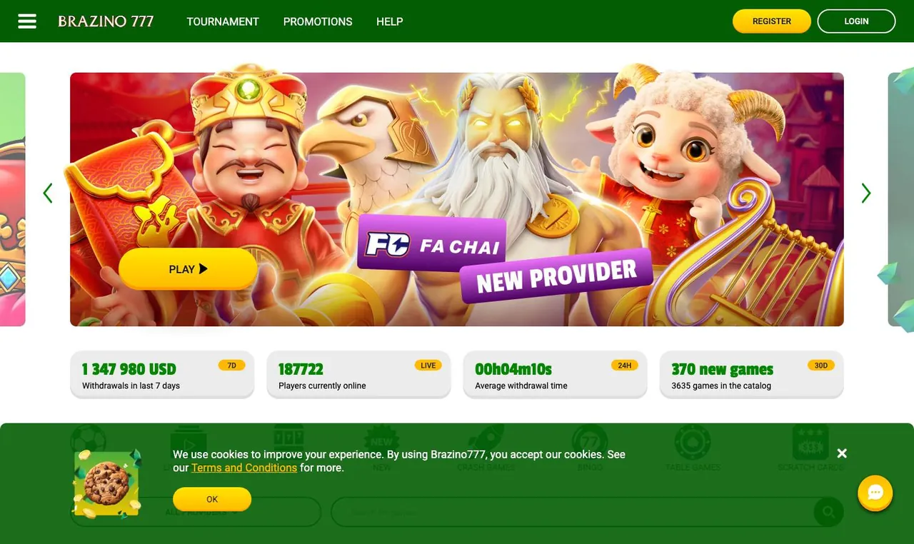 Brazino777 home page on desktop