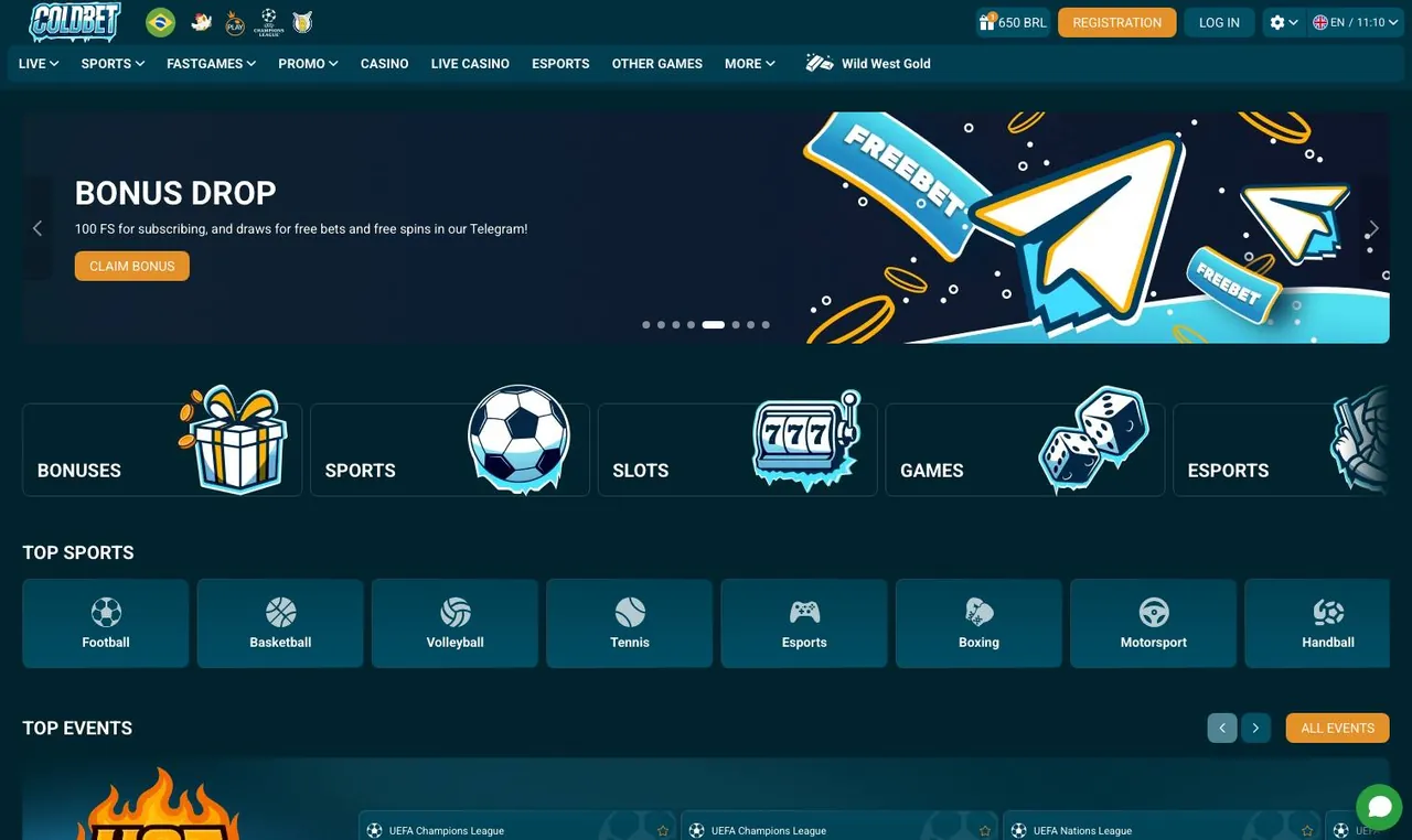 Coldbet home page on desktop