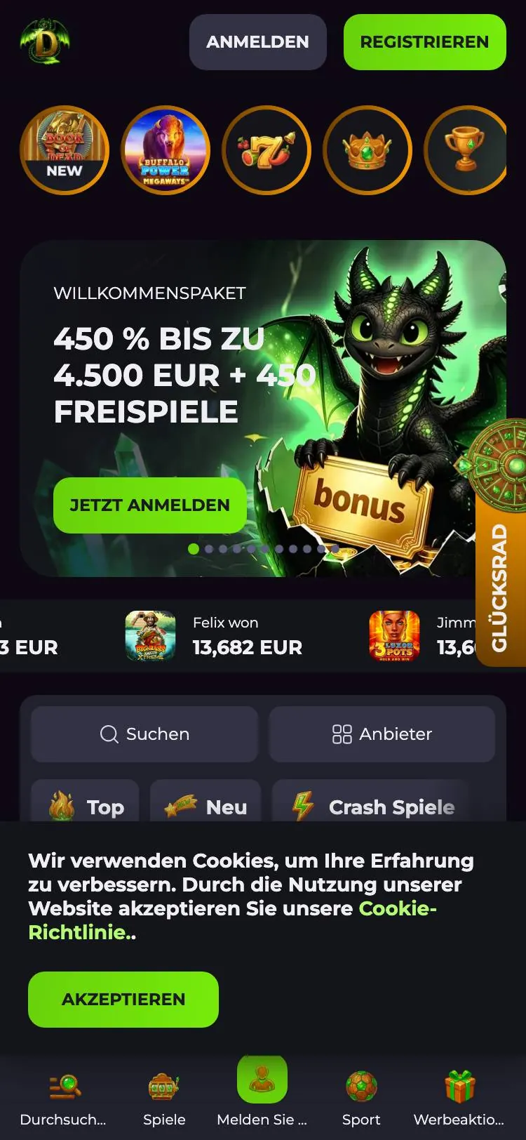 Drakaris home page on mobile