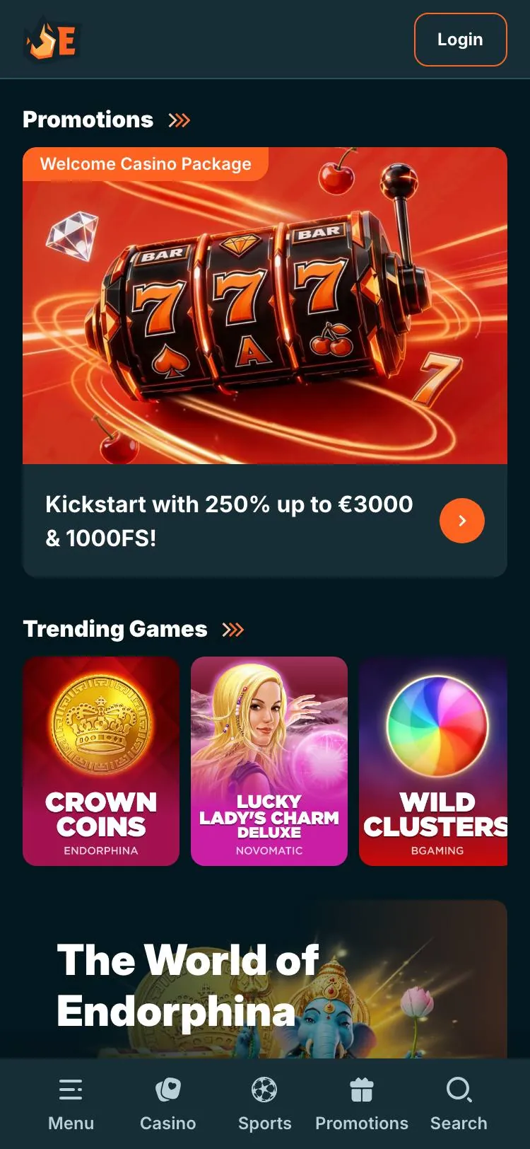 EmberBet home page on mobile