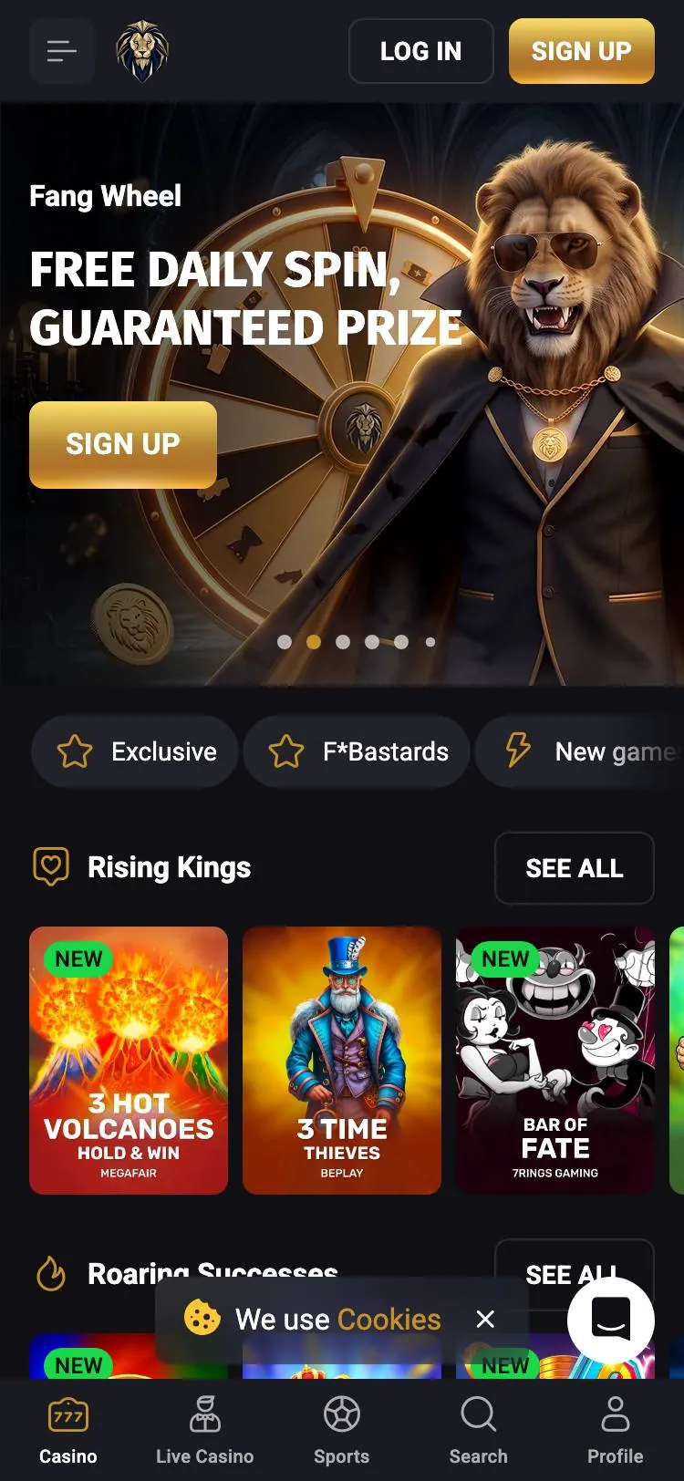Fortune Play home page on mobile