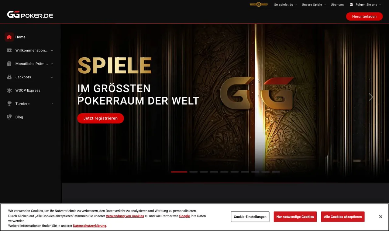 GGPoker home page on desktop