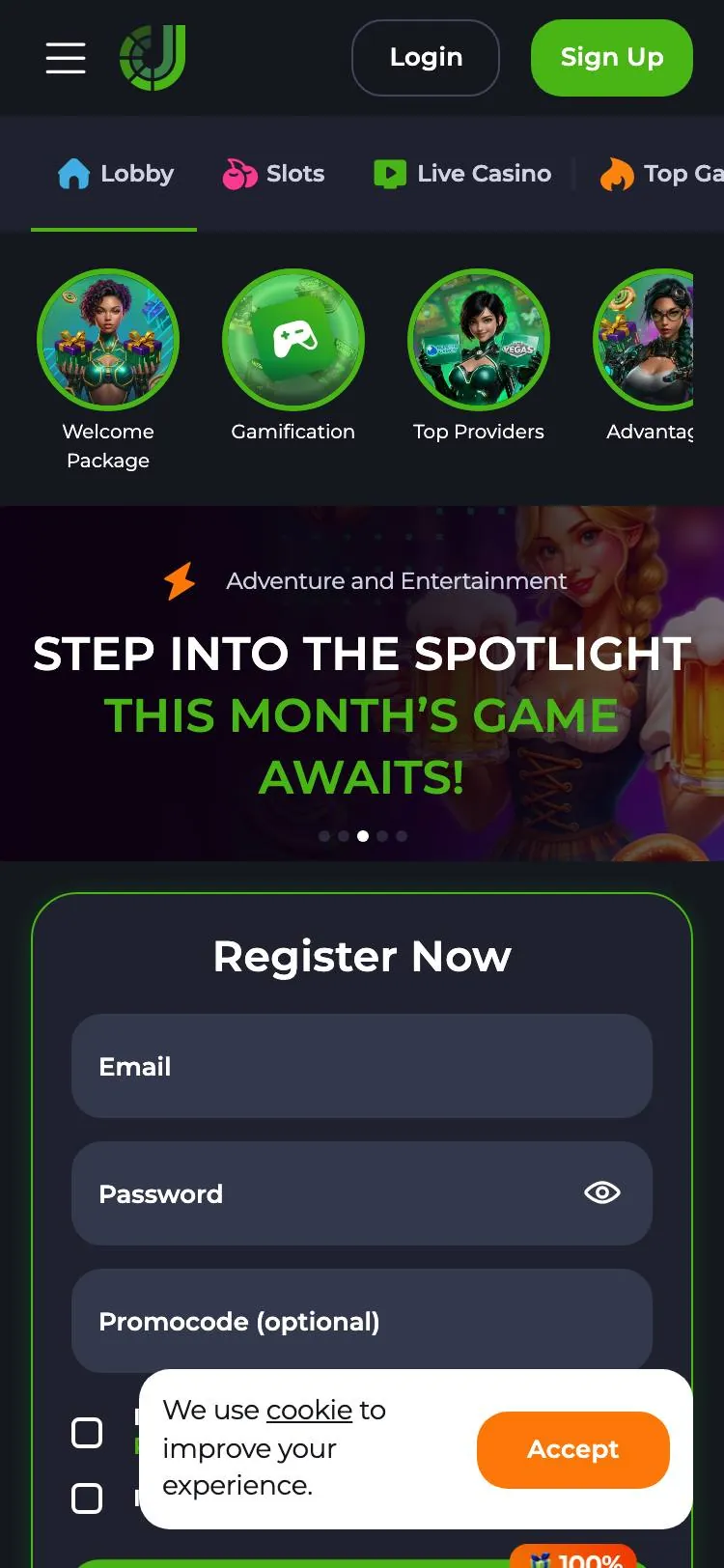 JeetCity home page on mobile