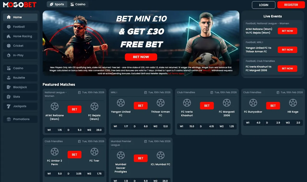 MogoBet home page on desktop
