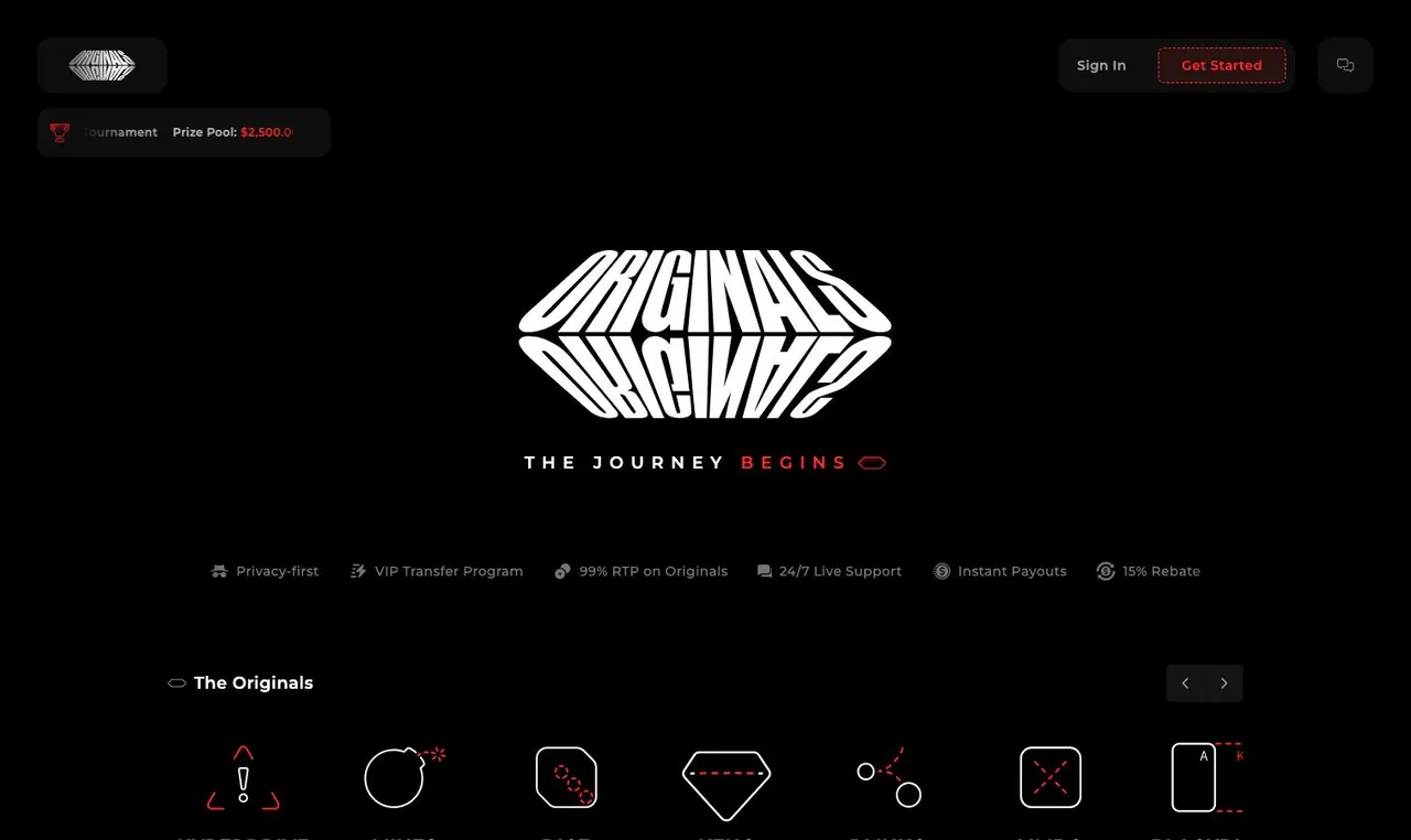 The Originals home page on desktop