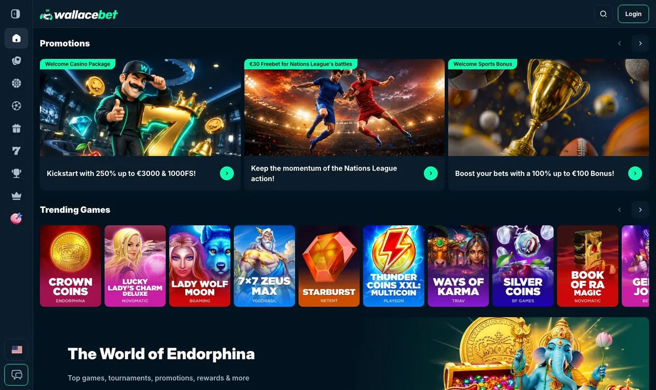 WallaceBet home page on desktop