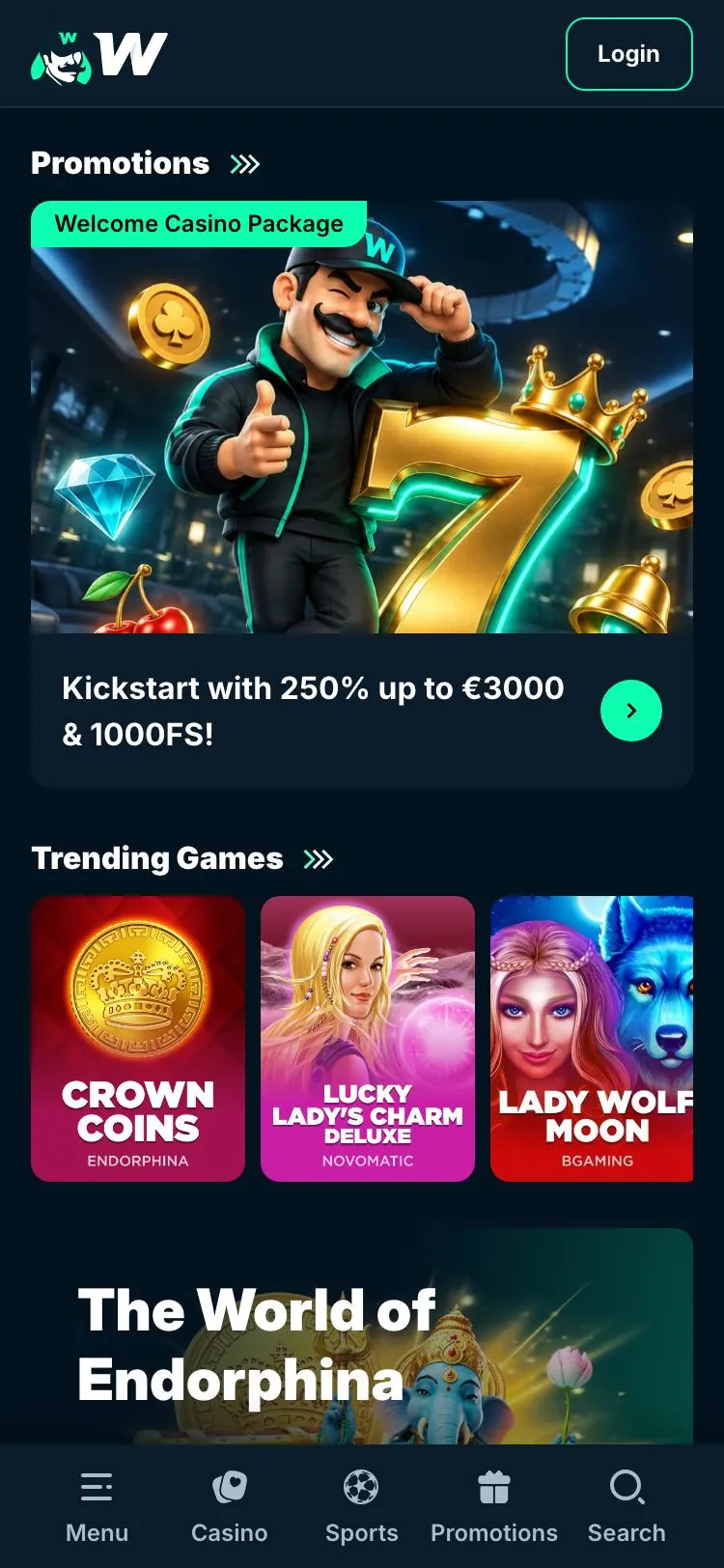 WallaceBet home page on mobile
