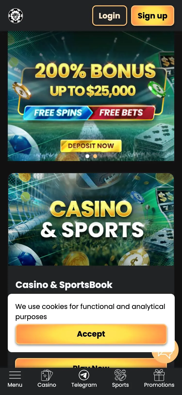 WSM Casino home page on mobile